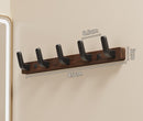 Walnut Wood Wall Coat Rack with 5 Black Alloy Hooks for Coats, Bags, Keys and Towels, Space-Saving Entryway Storage, 25 x 3 cm