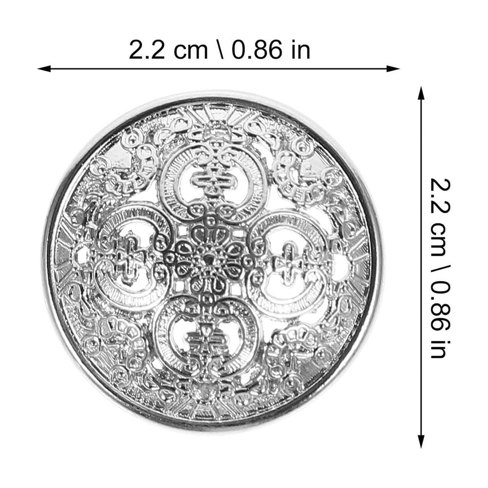 20Pcs Metal Round Flat Sewing Buttons Silver for DIY Clothes Accessories Western Style Clothing Decoration