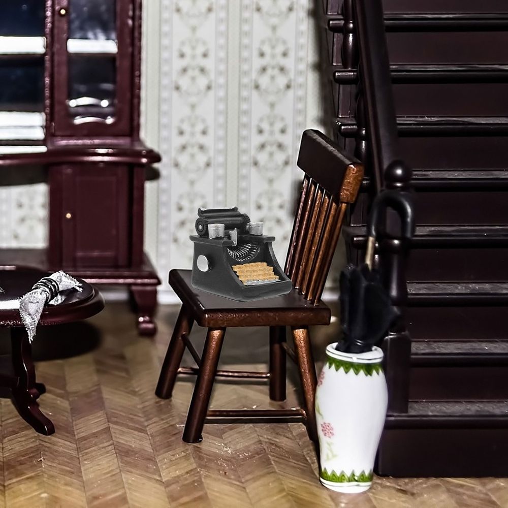Mini Typewriter Black 1Pack 2.2x2.1x2.0in Resin Craft Miniature Dollhouse Accessories