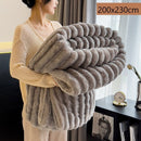 Thickened Rabbit Fleece Double Blanket Soft Flannel Milk Fleece Throw for Office Nap Gift Medium Grey 200×230cm Ideal Christmas Gift