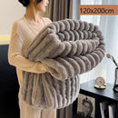 Cozy Rabbit Plush Long Nap Blanket Thickened Flannel Milk Fleece Office Leg Throw Medium Grey 120×200cm Popular Christmas Holiday Gift