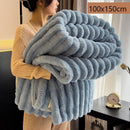 Mini Portable Rabbit Plush Blanket Thick Flannel Travel Knee Throw Kids Blanket Starry Blue 100×150cm Great Christmas Present