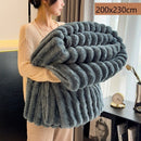 Luxury Rabbit Fleece Double Blanket Soft Flannel Milk Fleece Home Office Throw Dark Grey 200×230cm Suitable for Christmas Gifting