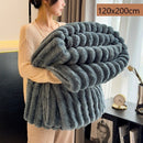 Cozy Rabbit Plush Nap Blanket Thickened Flannel Milk Fleece Office Leg Throw Dark Grey 120×200cm Nice Christmas Present