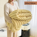 Cream Yellow Rabbit Fleece Large Blanket Thick Flannel Milk Fleece Double Bed Gift Throw 200×230cm for Christmas Gifting