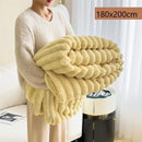 Plush Bunny Fleece Single Wide Blanket Thick Flannel Home Office Nap Throw Cream Yellow 180×200cm Great Christmas Present