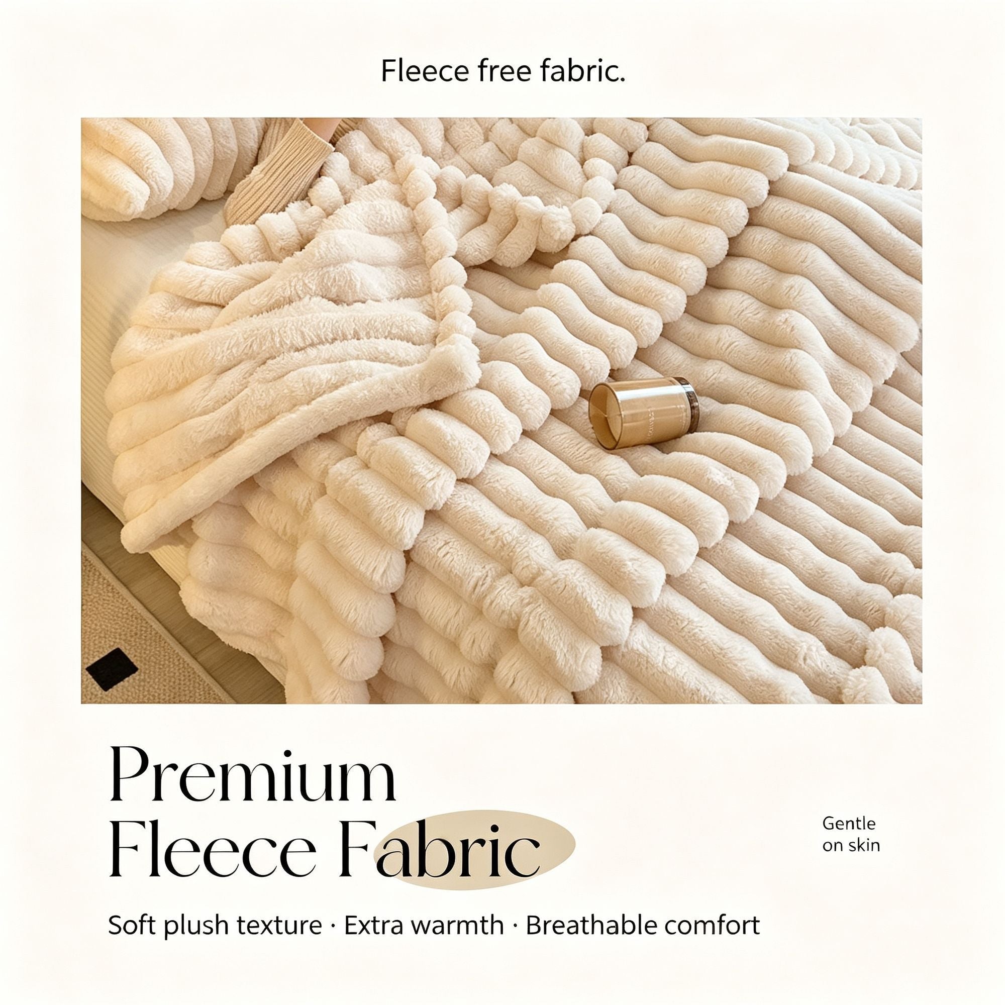 Plush Bunny Fleece Single Wide Blanket Thick Flannel Home Office Nap Throw Cream Yellow 180×200cm Great Christmas Present