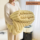 Cozy Rabbit Plush Nap Blanket Thickened Flannel Milk Fleece Office Leg Throw Cream Yellow 120×200cm Popular Christmas Holiday Gift