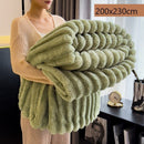 Premium Rabbit Fleece Double Blanket Thick Flannel Milk Fleece Bed Throw Matcha Green 200×230cm Perfect Christmas Gift
