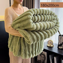 Warm Bunny Plush Single XL Blanket Thick Flannel Sofa Nap Throw Gift Matcha Green 180×200cm Nice Christmas Present