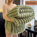 Thickened Rabbit Fleece Standard Blanket Soft Milk Fleece Office Home Nap Throw Matcha Green 150×200cm for Christmas Gifting