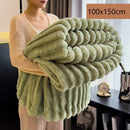 Mini Portable Rabbit Plush Blanket Thick Flannel Travel Knee Throw Kids Blanket Matcha Green 100×150cm Ideal Christmas Gift