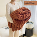 Premium Rabbit Fleece Large Blanket Thick Flannel Milk Fleece Double Bed Throw Caramel 200×230cm for Christmas Gifting