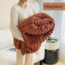 Thickened Rabbit Fleece Standard Blanket Soft Milk Fleece Office Home Nap Throw Caramel 150×200cm Ideal Christmas Gift