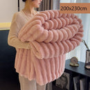Premium Rabbit Fleece Double Bed Blanket Thick Flannel Milk Fleece Home Cover Dusty Pink 200×230cm Ideal Christmas Gift