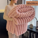 Warm Bunny Plush Single XL Blanket Thick Flannel Sofa Nap Throw Dusty Pink 180×200cm Great Christmas Present