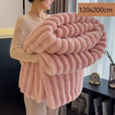 Cozy Rabbit Plush Long Nap Blanket Thick Flannel Milk Fleece Office Leg Cover Dusty Pink 120×200cm Popular Christmas Holiday Gift