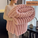 Mini Portable Bunny Plush Blanket Thick Flannel Travel Knee Throw Kids Blanket Dusty Pink 100×150cm Perfect Christmas Gift