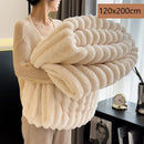 Cozy Rabbit Plush Nap Blanket Thickened Flannel Milk Fleece Office Leg Throw Off White 120×200cm Ideal Christmas Gift