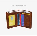 Retro Style PU Leather Men Trifold Wallet Compact Short Card Organizer Coin Pocket Brown Great Christmas Present