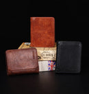 Classic Vintage PU Men Bifold Wallet Slim Short Credit Card Organizer Coin Purse Foldable Black Perfect Christmas Gift