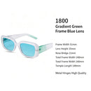 Trendy Gradient Green Frame Blue Lens Cat Eye Sunglasses UV400 Protection, Fresh Forest Vibe Daily Wear, Ideal Christmas Gift