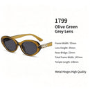 Earthy Olive Green Grey Lens Cat Eye Sunglasses UV400 Blocking, Retro Casual Workwear Match, Suitable for Christmas Gifting