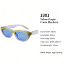Bold Yellow Purple Frame Blue Lens Cat Eye Sunglasses UV400 Blocking, Eye-Catching Color Block Street Style, for Christmas Gifting