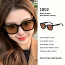 Retro Black Frame Brown Lens Cat Eye Sunglasses UV400 Blocking, Hong Kong Style Outfit Upgrade, Suitable for Christmas Gifting