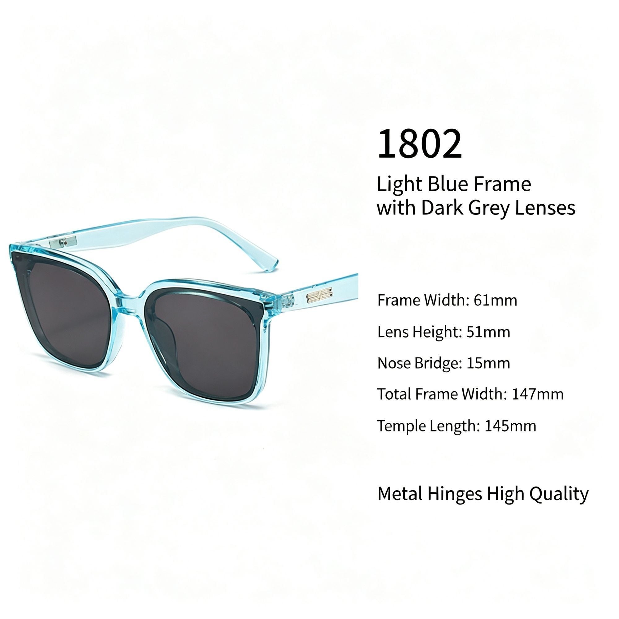 Crisp Blue Frame Grey Lens Cat Eye Sunglasses UV400 Protection, Clean Casual Office Friendly, Perfect Christmas Gift