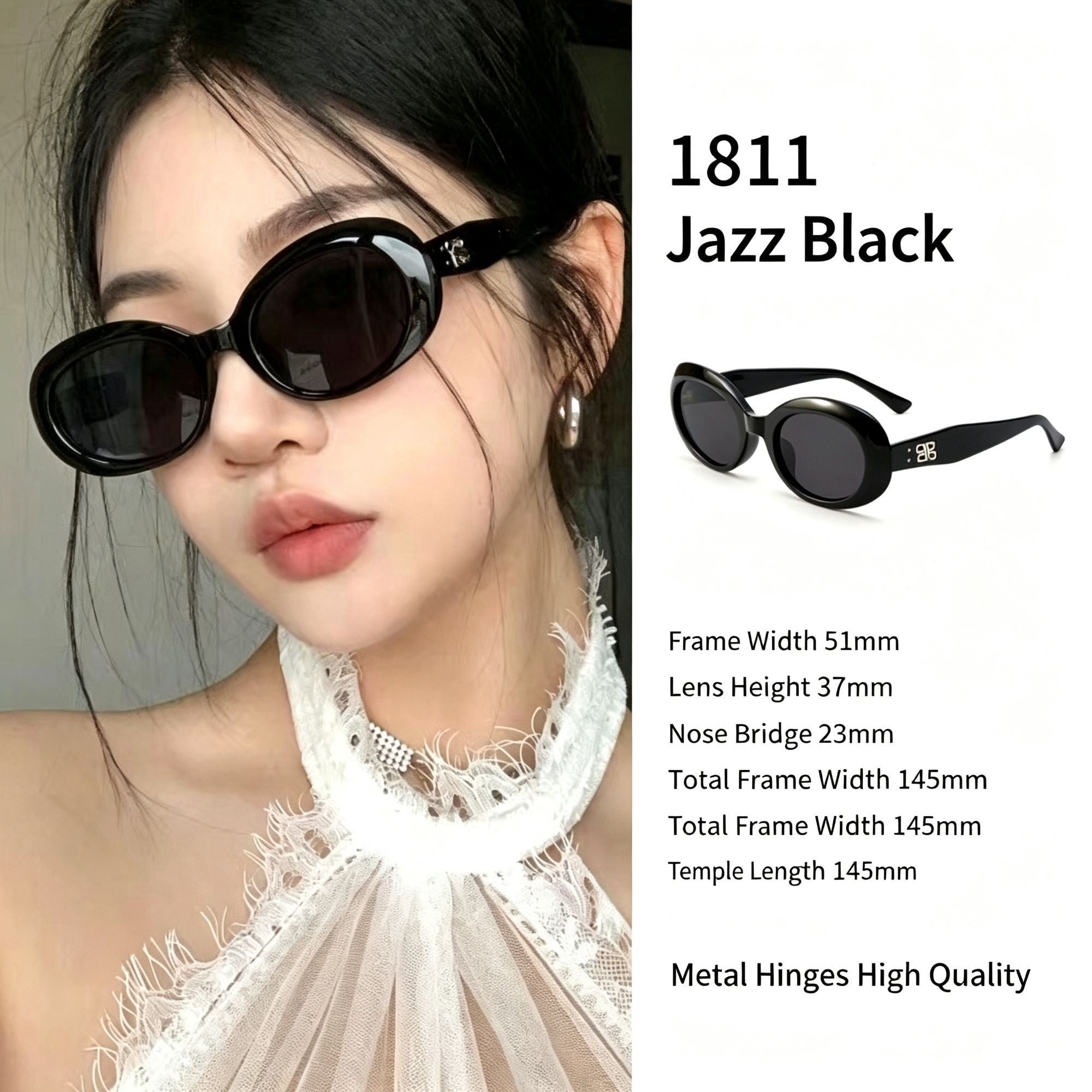 Edgy Jazz Black Cat Eye Sunglasses UV400 Blocking, Sleek Streetwear Face-Flattering Fit, Ideal Christmas Gift