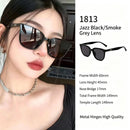 Bold Jazz Black Frame Dark Grey Lens Cat Eye Sunglasses UV400, High Contrast Face-Slimming Effect, Perfect Christmas Gift