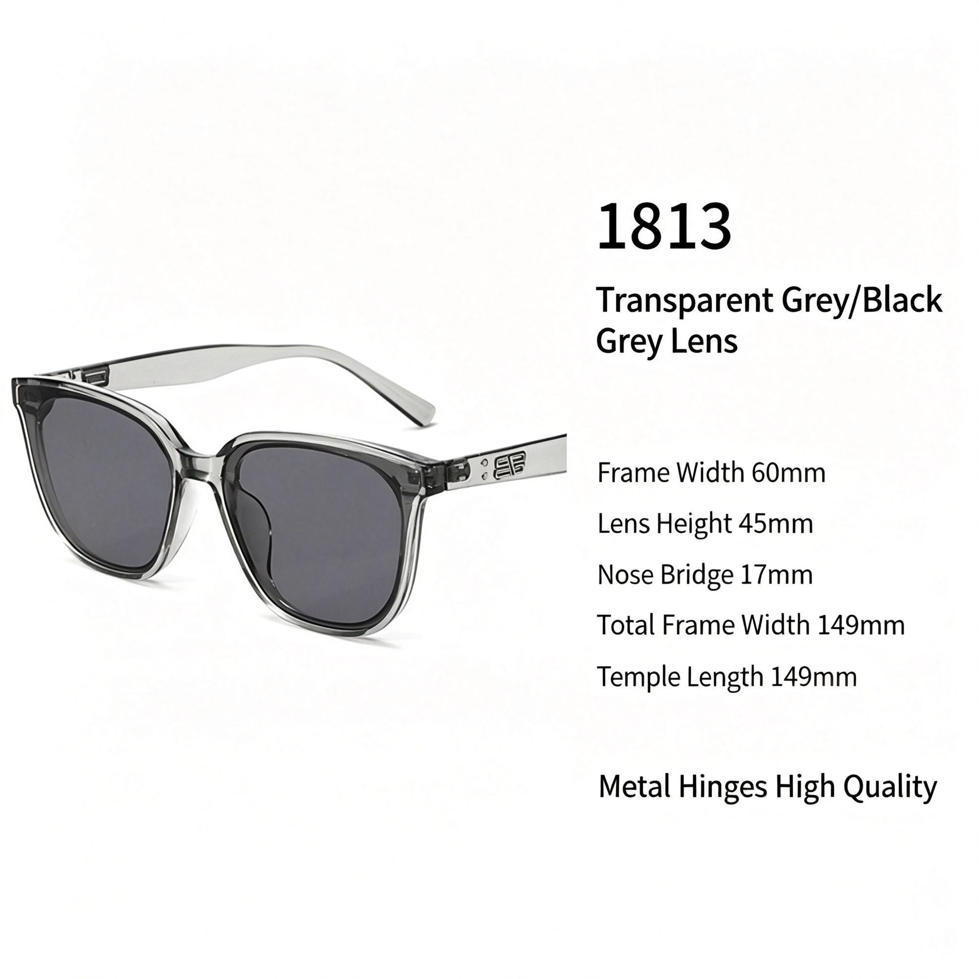Sheer Clear Grey Frame Dark Grey Lens Cat Eye Sunglasses UV400, Lightweight Subtle Cool Daily Vibe, Nice Christmas Present