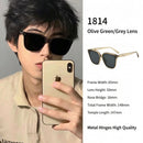 Fresh Olive Green Frame Grey Lens Cat Eye Sunglasses UV400, Relaxed Outdoor Vacation Look, Recommended Christmas Holiday Gift