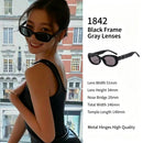 Classic Staple Black Frame Grey Lens Cat Eye Sunglasses UV400, Timeless Versatile All-Occasion Match, Suitable for Christmas Gifting