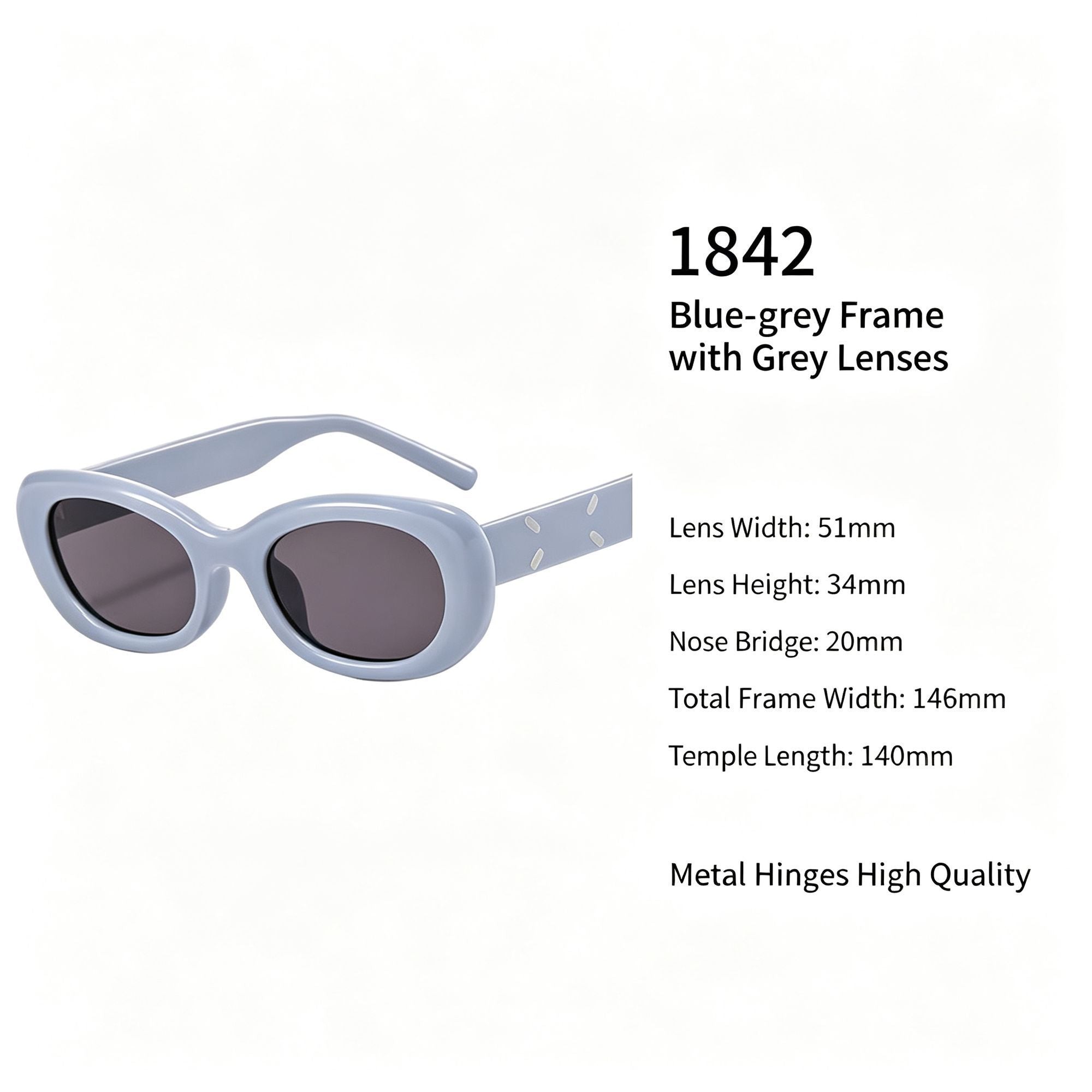Muted Blue-Grey Frame Grey Lens Cat Eye Sunglasses UV400 Blocking, Low-Key Sophisticated Office Vibe, Popular Christmas Holiday Gift