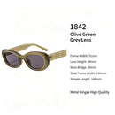 Earthy Olive Green Grey Lens Cat Eye Sunglasses UV400, Retro Outdoor Casual Utility Style, Recommended Christmas Holiday Gift