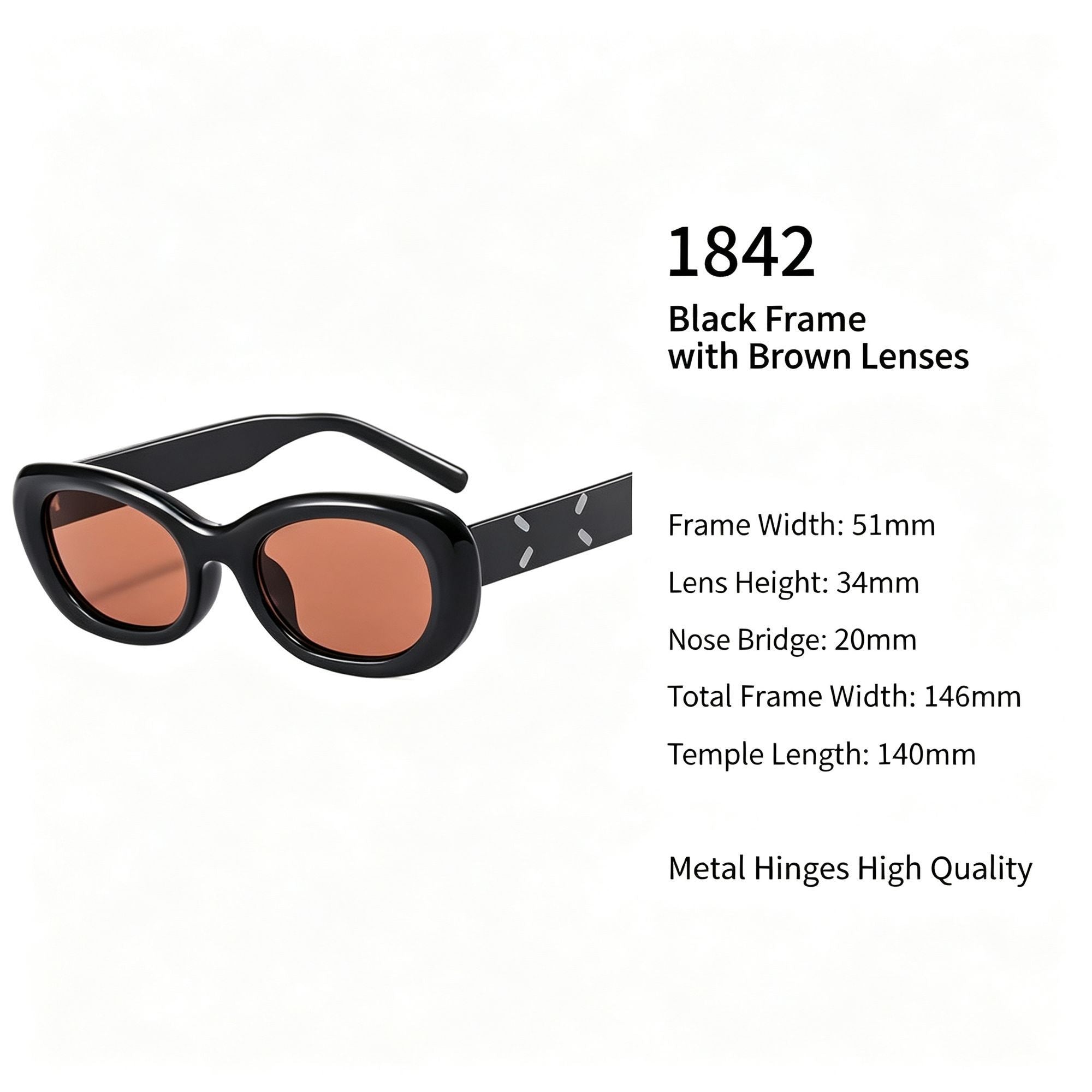 Retro Black Frame Brown Lens Cat Eye Sunglasses UV400 Protection, Hong Kong Flair Outfit Elevation, Ideal Christmas Gift