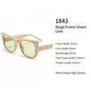 Warm Beige Frame Green Lens Cat Eye Sunglasses UV400 Protection, Soft Earthy Tone Gentle Daily Vibe, Perfect Christmas Gift