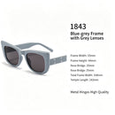 Cool Blue-Grey Frame Grey Lens Cat Eye Sunglasses UV400, Calm Muted Tone Business Casual, Nice Christmas Present