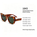 Unique Mottled Frame Green Lens Cat Eye Sunglasses UV400, Artistic Texture Standout Accessory, Great Christmas Present
