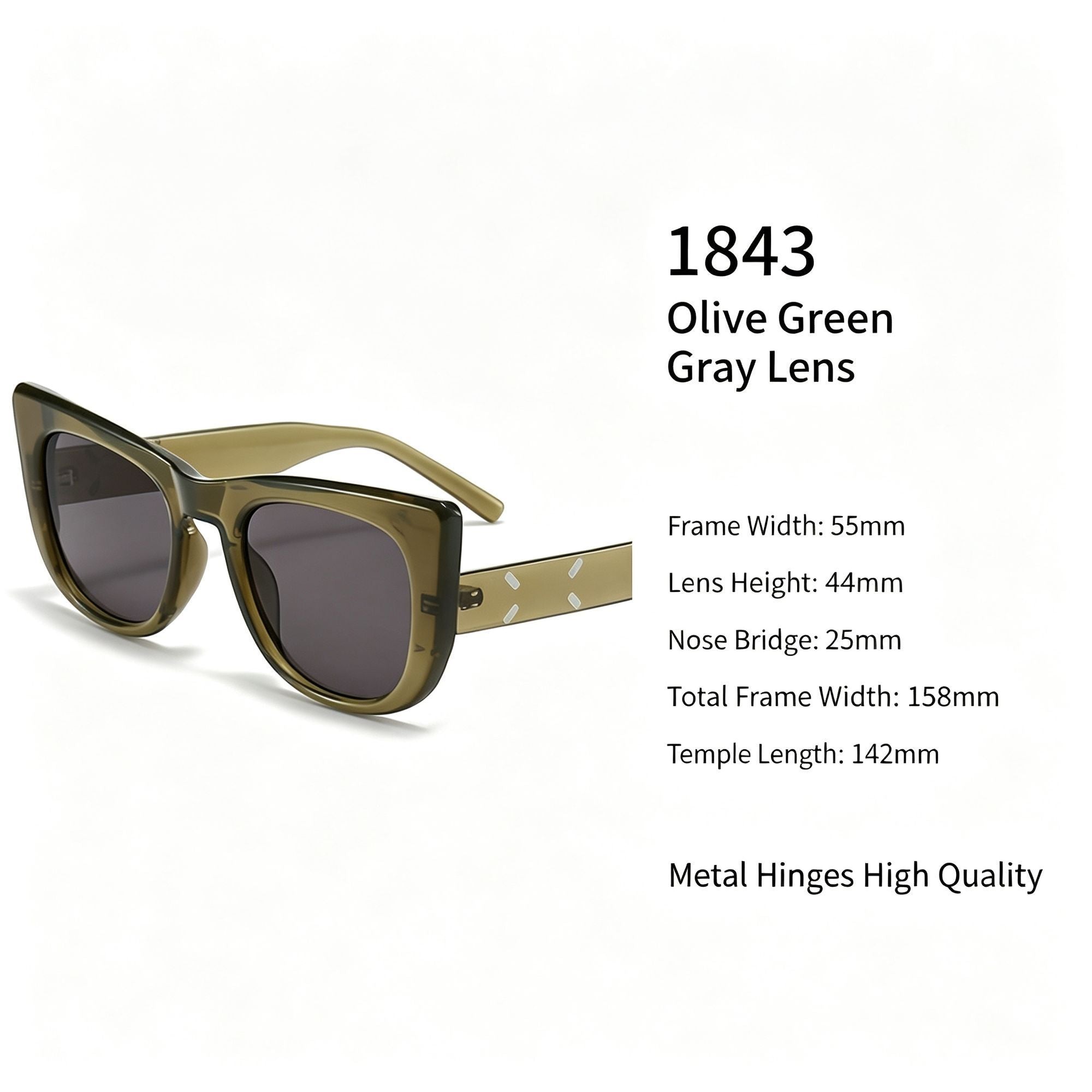 Casual Olive Green Grey Lens Cat Eye Sunglasses UV400, Relaxed Outdoor Weekend Vibe, Popular Christmas Holiday Gift