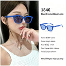 Cool Monochrome Blue Frame Blue Lens Cat Eye Sunglasses UV400 Protection, Sleek Modern Futuristic Look, Popular Christmas Holiday Gift