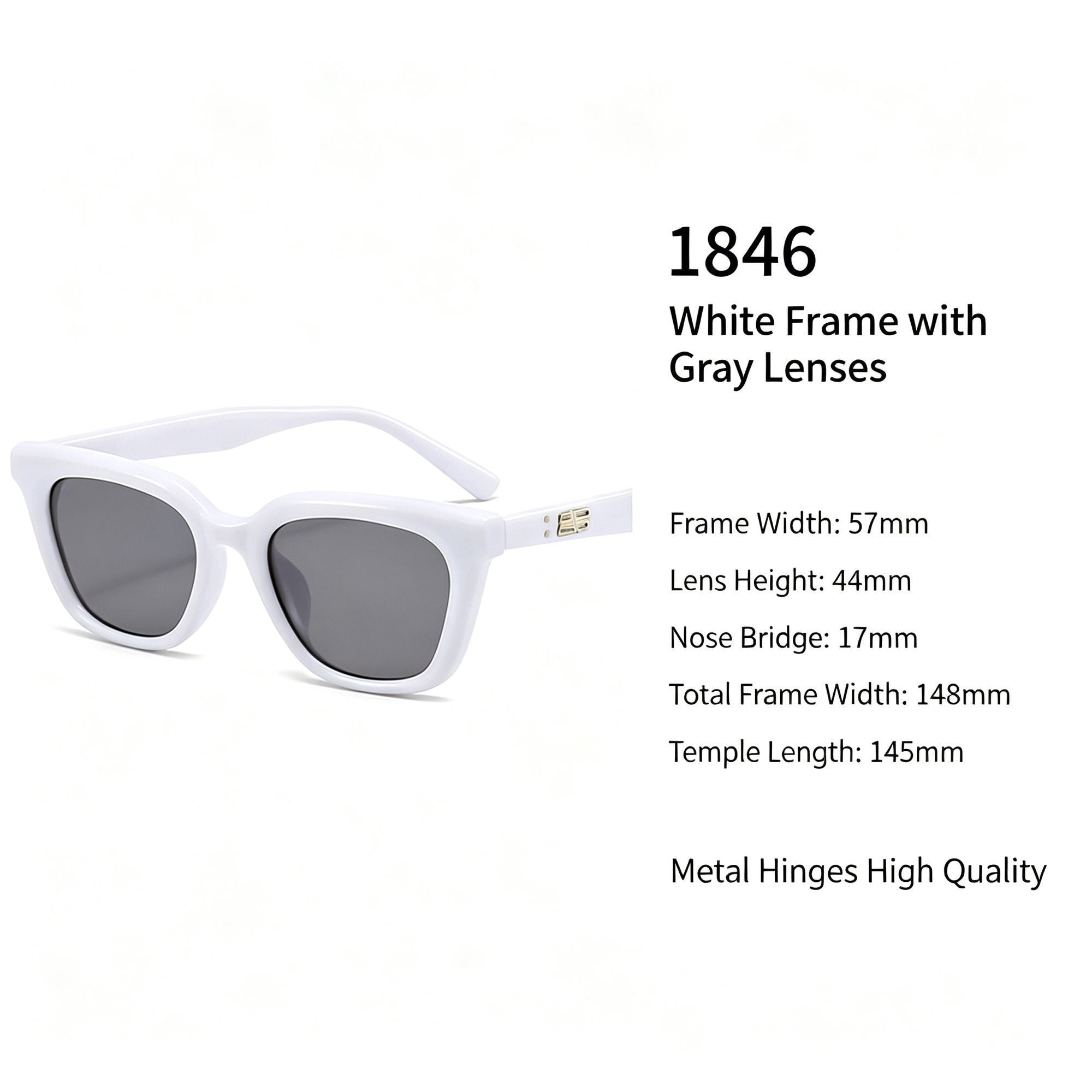 Brightening White Frame Grey Lens Cat Eye Sunglasses UV400 Blocking, Fresh Light Summer Daily Wear, Perfect Christmas Gift