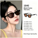 Cozy Black Frame Brown Lens Cat Eye Sunglasses UV400 Protection, Latte Tone Autumn Winter Match, for Christmas Gifting