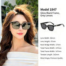 Glossy Jet Black Frame Grey Lens Cat Eye Sunglasses UV400 Blocking, Sleek Edgy Streetwear Vibe, Recommended Christmas Holiday Gift