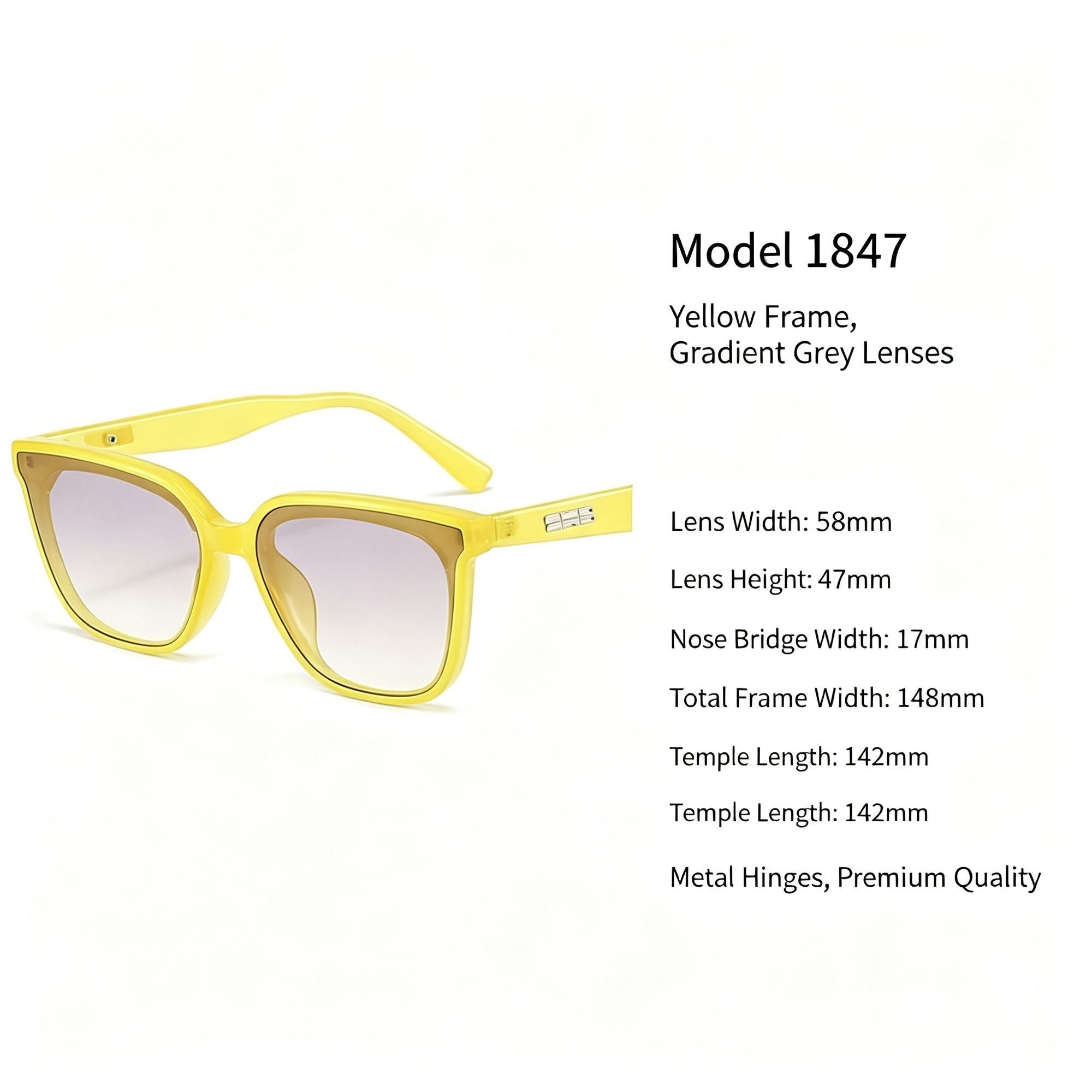 Warm Yellow Frame Gradient Grey Cat Eye Sunglasses UV400 Protection, Sunny Vitality Daily Commute Look, Great Christmas Present