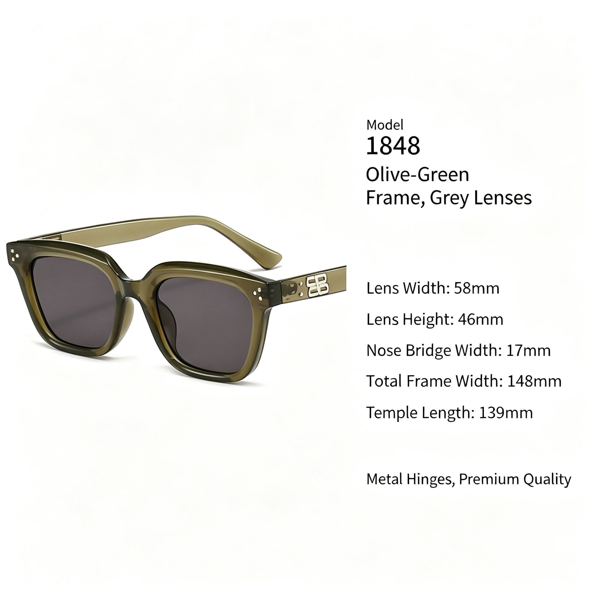 Earthy Olive Green Grey Lens Cat Eye Sunglasses UV400 Protection, Retro Utility Outdoor Casual Style, Nice Christmas Present