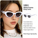 Brightening White Frame Grey Lens Cat Eye Sunglasses UV400 Blocking, Fresh Light Summer Youthful Look, Recommended Christmas Holiday Gift