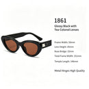 Glossy Black Frame Brown Lens Cat Eye Sunglasses UV400 Protection, Polished Elevated Retro Vibe, Great Christmas Present